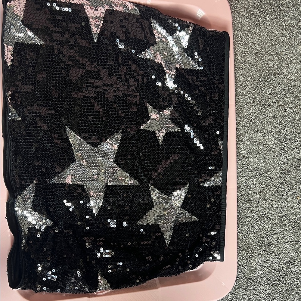 Like New Black Sequin Star Skirt with Silver Stars